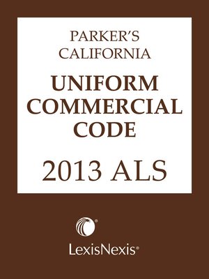 cover image of Parker's California Uniform Commercial Code ALS